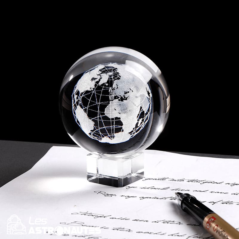 Boule de cristal magique du monde globe de la terre ronde carte du monde  système solaire boule de cristal boule de verre boules de cristal  décoratives