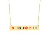 collier systeme solaire rectangulaire or