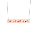 collier systeme solaire rectangulaire or rose