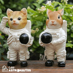 statue lapin et chat astronaute