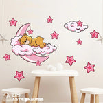Sticker Mural Ours Lunaire rose